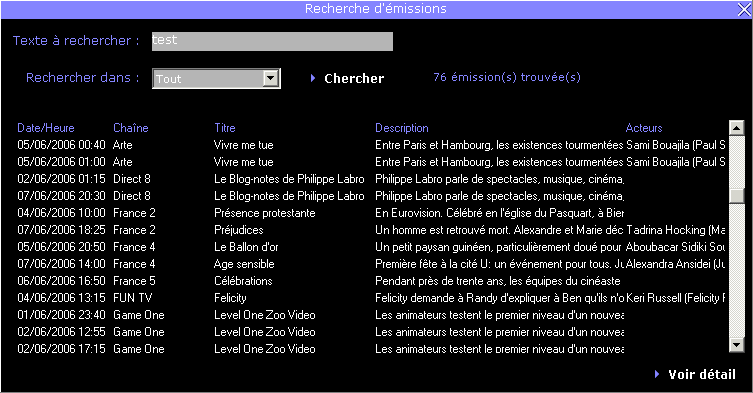 Recherche d'missions
