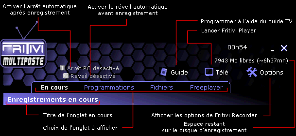 Fritivi Recorder : commandes